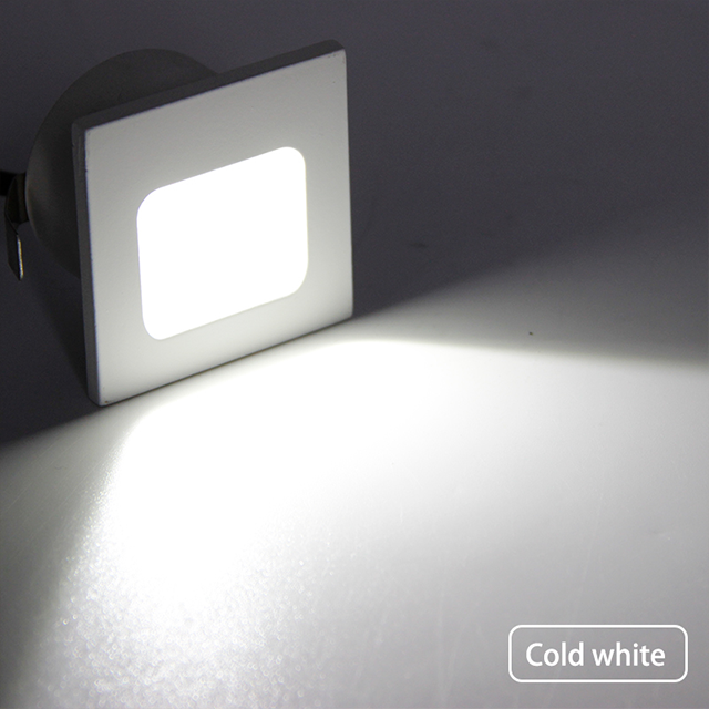 Luz de escalera de pared led empotrada con iluminación de paso cuadrado de 1w para interiores